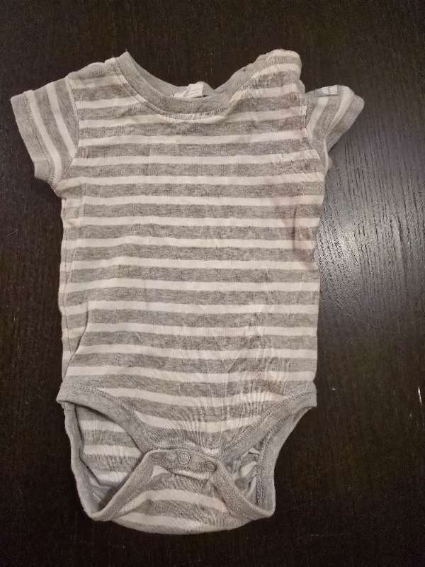 Grå/vit randig body