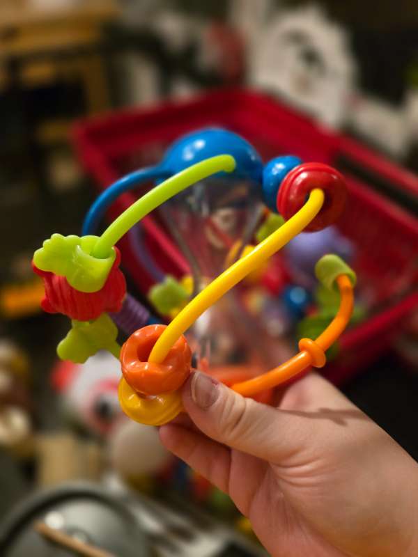 Rullande leksak med bla spegel