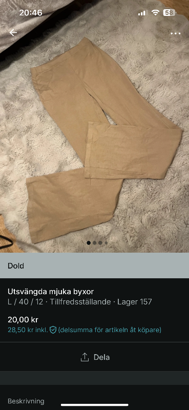 Beige utsvängs byxor