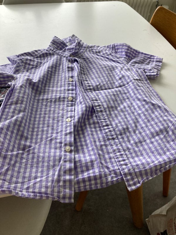 Skjorta lila kortärmad rutig