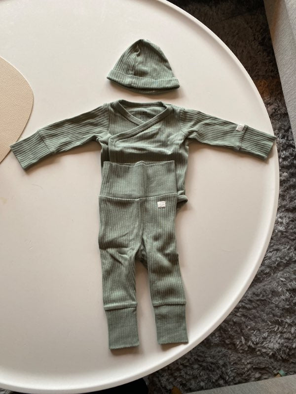 H&M ribbat grönt set