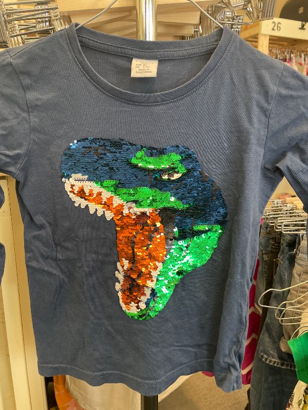 Lindex paljett dinosaurie blå