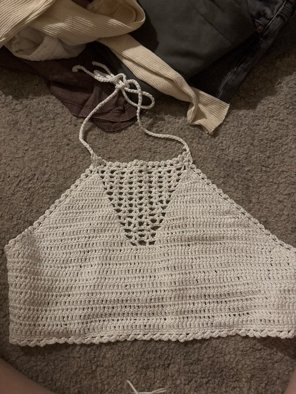 Croppat virkat linne